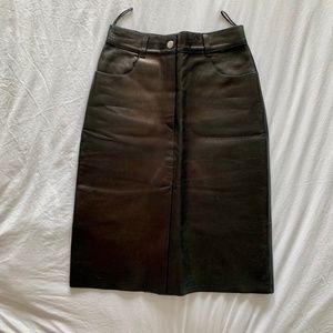 Prada Black Leather Pencil Skirt